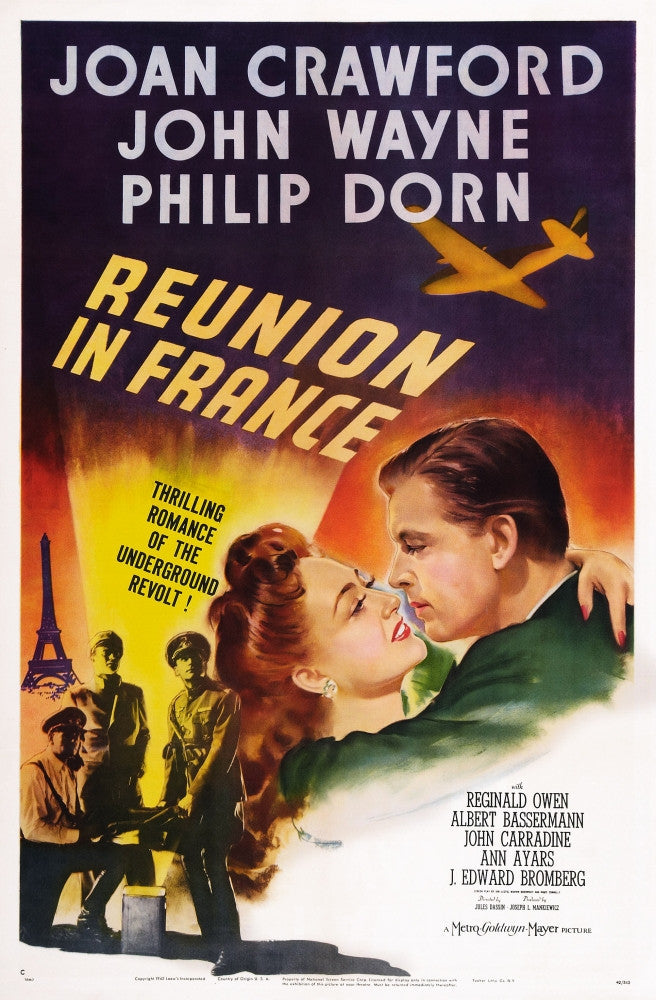 Reunion In France Movie Poster Art featuring Joan Crawford & Philip Dorn - 1942