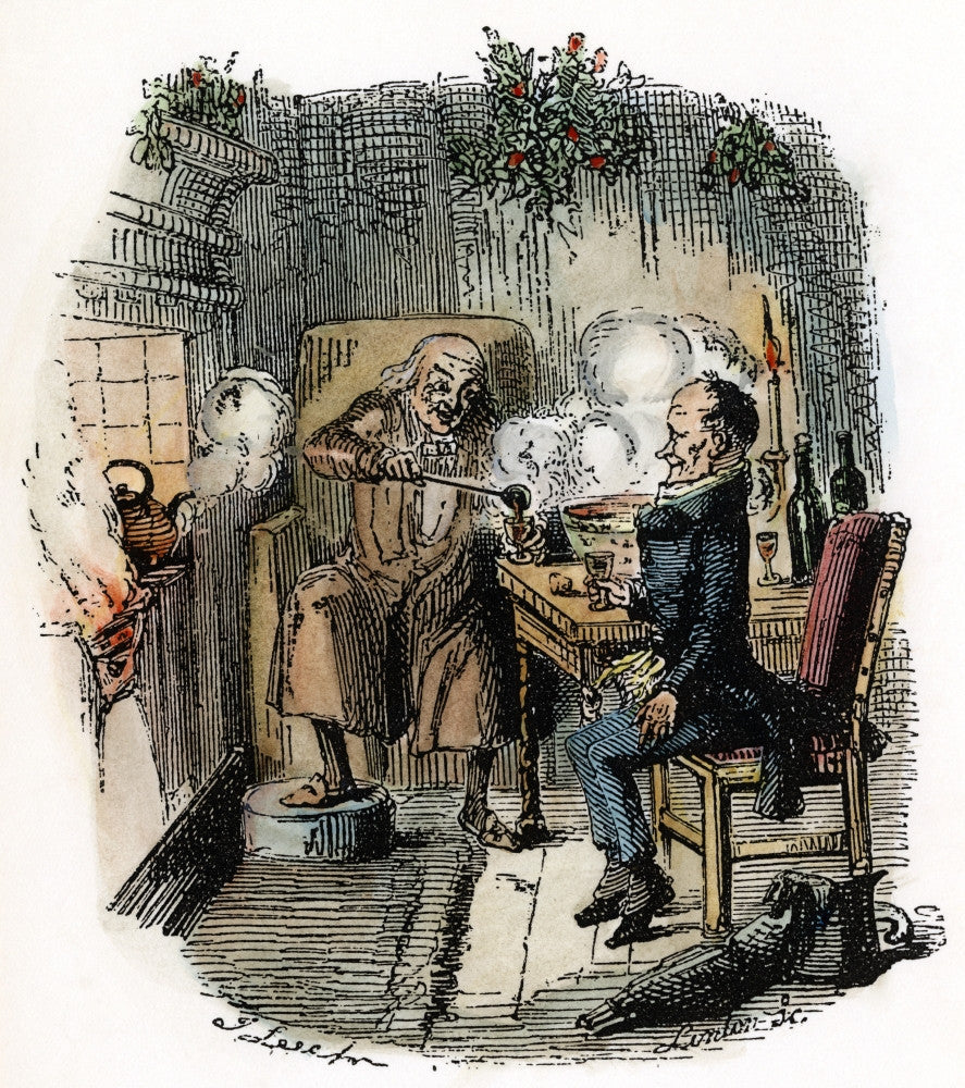 A Christmas Carol Etching Print featuring Ebenezer Scrooge and Bob Cratchit by John Leech