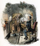 A Christmas Carol Etching Print featuring Ebenezer Scrooge and Bob Cratchit by John Leech