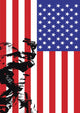U.S. Marine Poster Print Against the USA Flag by Oleg Zabielin