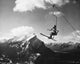 Skier on a Lift in Alberta, Canada Fine Art Print