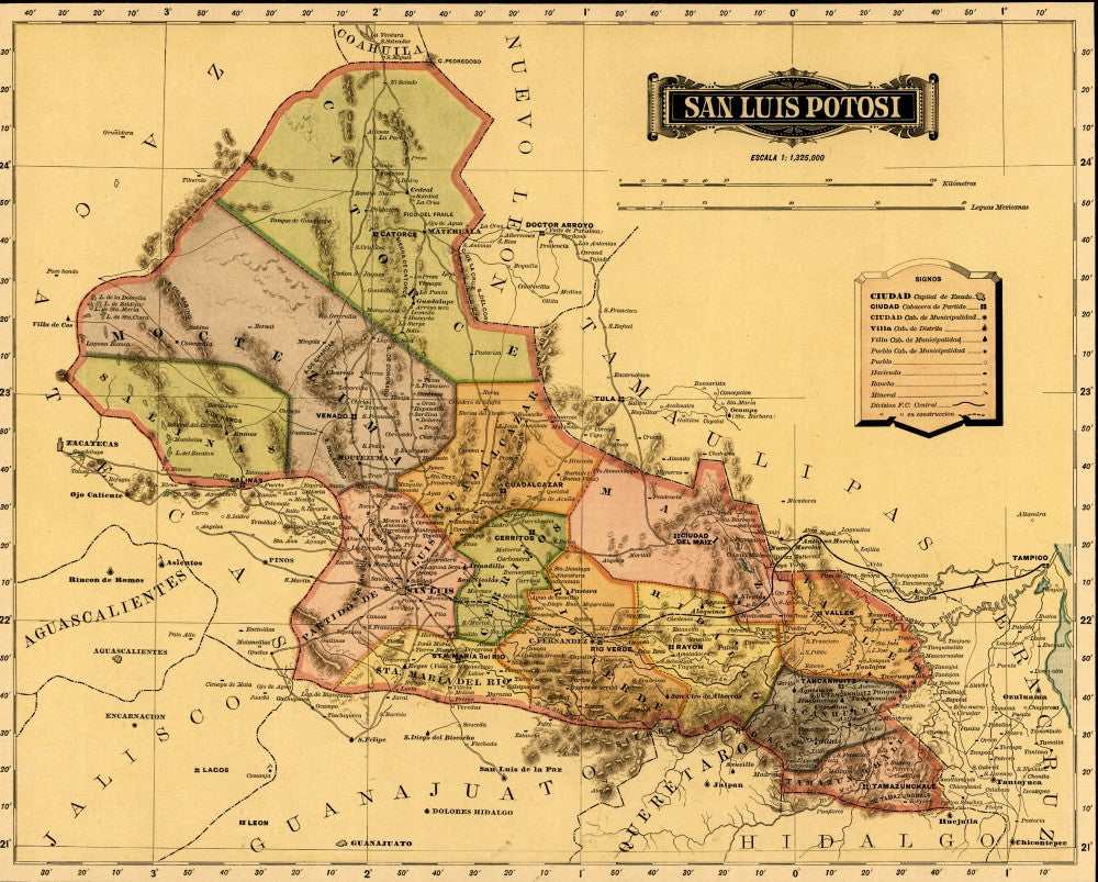 San Luis Potosi 1844 Fine Art Print - Multiple Sizes Available