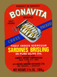 Vintage Norwegian Sardines Label Poster Print - Unknown Artist