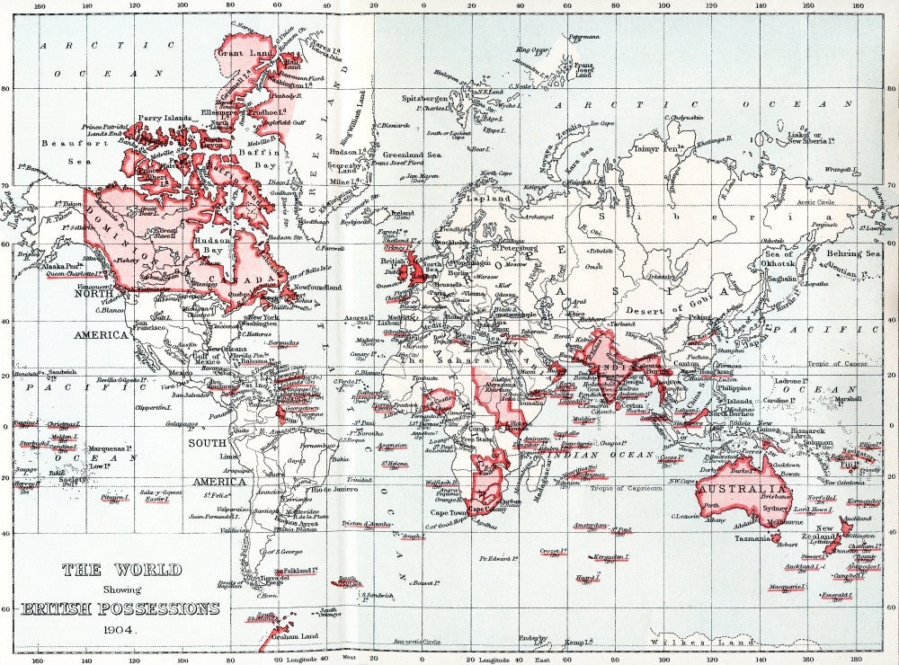 Map of the World Featuring British Possessions in 1904 by Ken Welsh