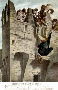 Kissing The Blarney Stone Vintage Postcard Print - C1920