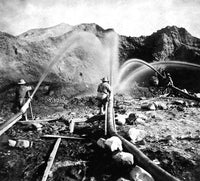 Gold Mining in California - Hydraulic Mining Print from 1866