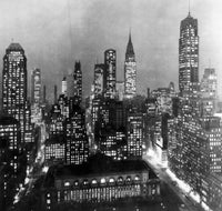 Skyscrapers of New York City at Night Poster Print