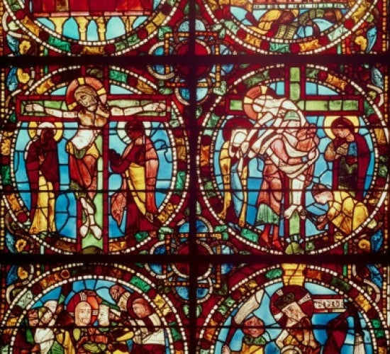 Crucifixion Stained Glass Art Print from Chartres Cathedral, France