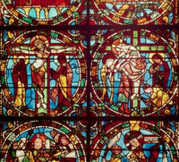 Crucifixion Stained Glass Art Print from Chartres Cathedral, France