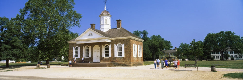 Tourists near Courthouse on Duke of Gloucester Street Fine Art Print - Colonial Williamsburg, Virginia