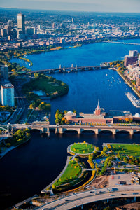 Aerial View of Charles River Bridges Fine Art Print