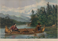 Two Men in Canoe Hunting Deer Fine Art Print