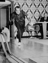 Richard Nixon Bowling at the White House Poster Print - 1970