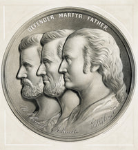 1870 Lithograph Medallion Featuring Grant, Lincoln & Washington Fine Art Print