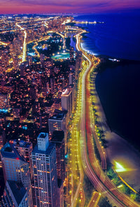Aerial Night View of Lake Shore Drive - Chicago Fine Art Print by Panoramic Images