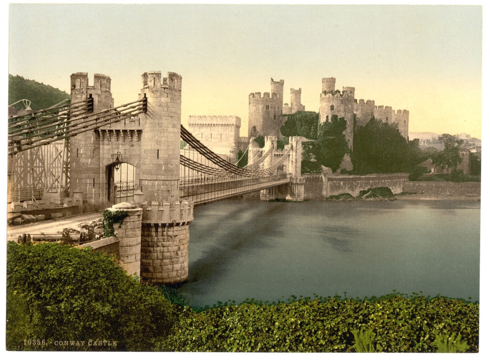 Conwy Castle Suspension Bridge Poster Print - Wales