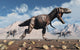 T-Rex Dinosaurs Hunting in Cretaceous Period Art Print by Mark Stevenson