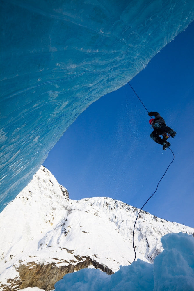 Ice Climber Rappelling Down Shakes Glacier Fine Art Print by Quentin Smith