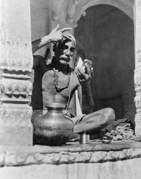 Brahmin Priest Painting Forehead Marks - Early 20th Century Photograph