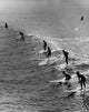 High Angle View of People Surfing in the Sea Fine Art Print