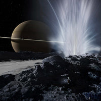 Explorers at Enceladus' Geysers Fine Art Print by Ron Miller