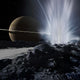 Explorers at Enceladus' Geysers Fine Art Print by Ron Miller