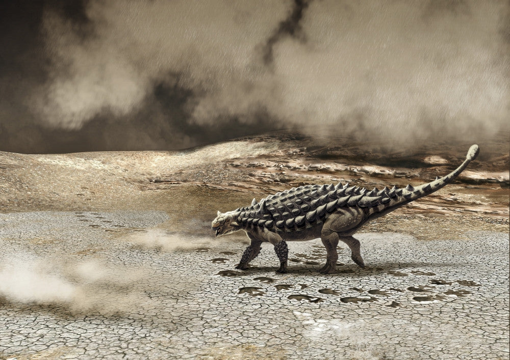 Saichania Chulsanensis Dinosaur in Sandstorm Fine Art Print