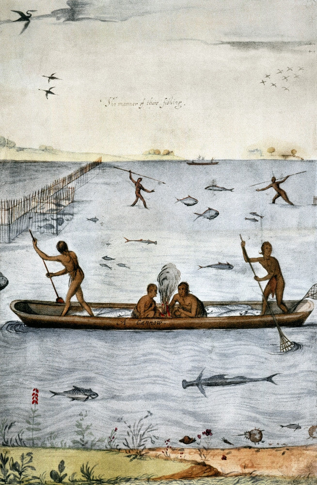 Algonquian Fishing Fine Art Print by John White | Granger Collection