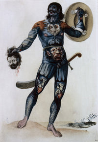 Pictish Man Holding a Human Head Watercolor Art Print by John White