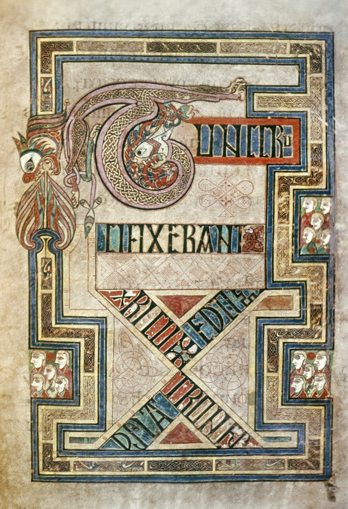 Book of Kells Crucifixion Text Fine Art Print by Granger Collection