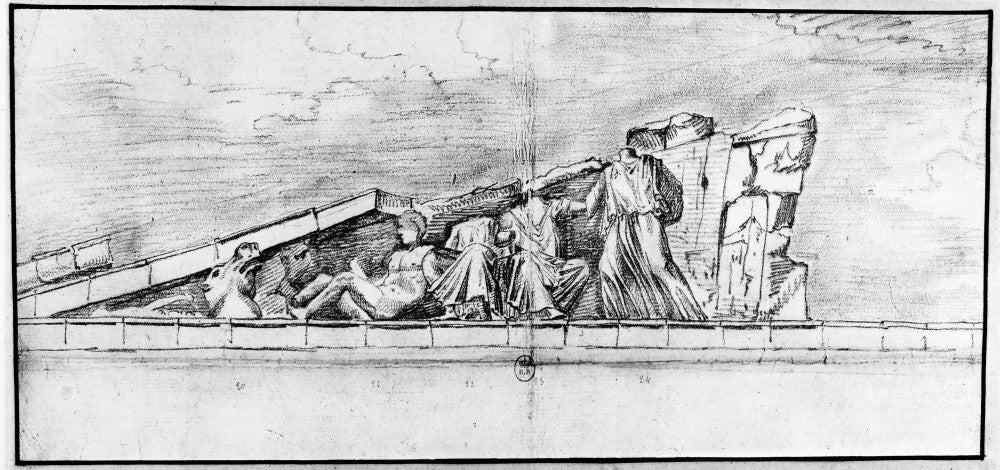 Detail of the East Pediment of the Parthenon Fine Art Print by Jacques Carrey