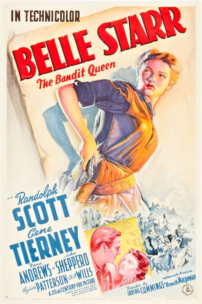 Belle Starr Movie Poster Print Featuring Gene Tierney & Randolph Scott