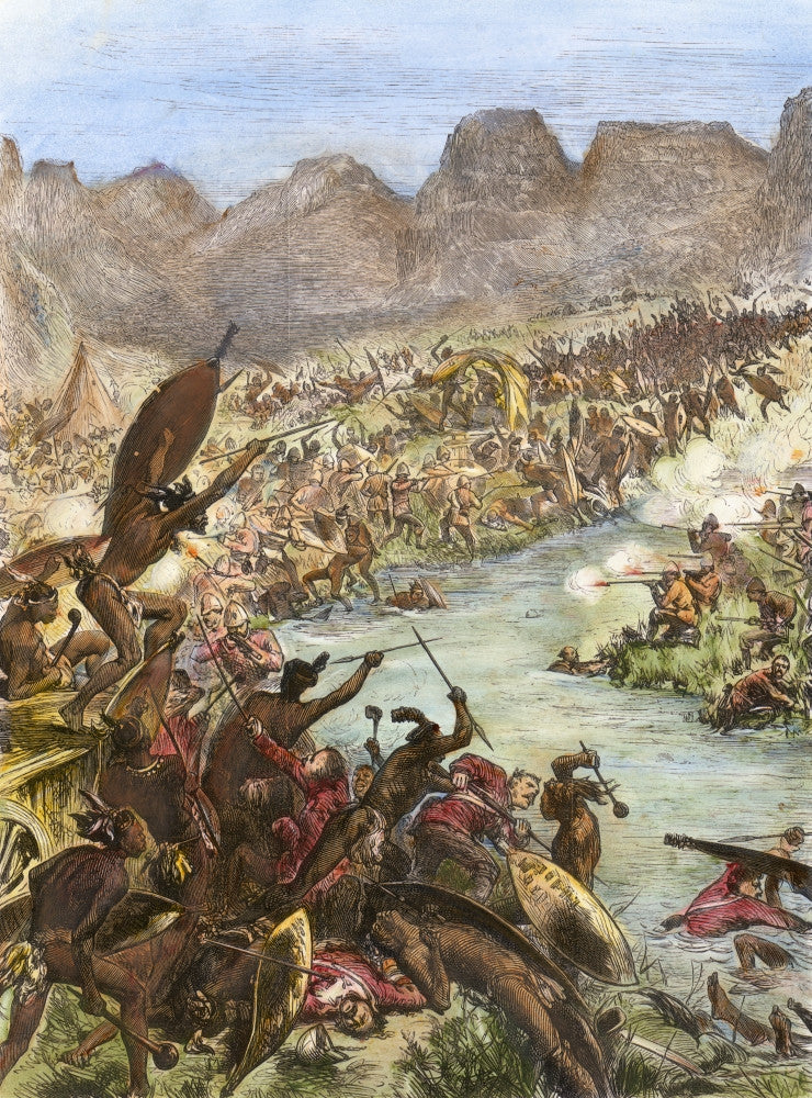 Zulu War 1879: Nzulu Warriors Engaging the 80th Regiment Print