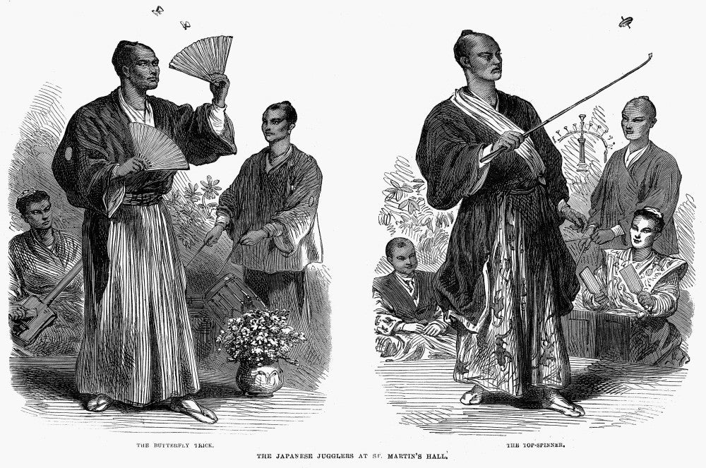 Japanese Jugglers Performing Butterfly Trick - Fine Art Print
