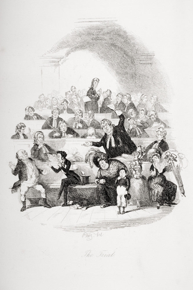 The Trial Illustration from Charles Dickens' The Pickwick Papers by H.K. Browne (Phiz) - Fine Art Print