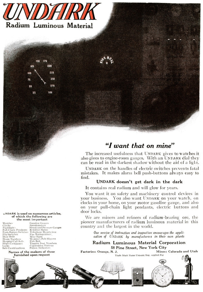 Ad: Undark Radium Luminous Material Fine Art Print | Granger Collection