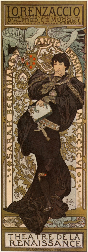 Mucha: Lorenzaccio Fine Art Print - 1896 Lithograph