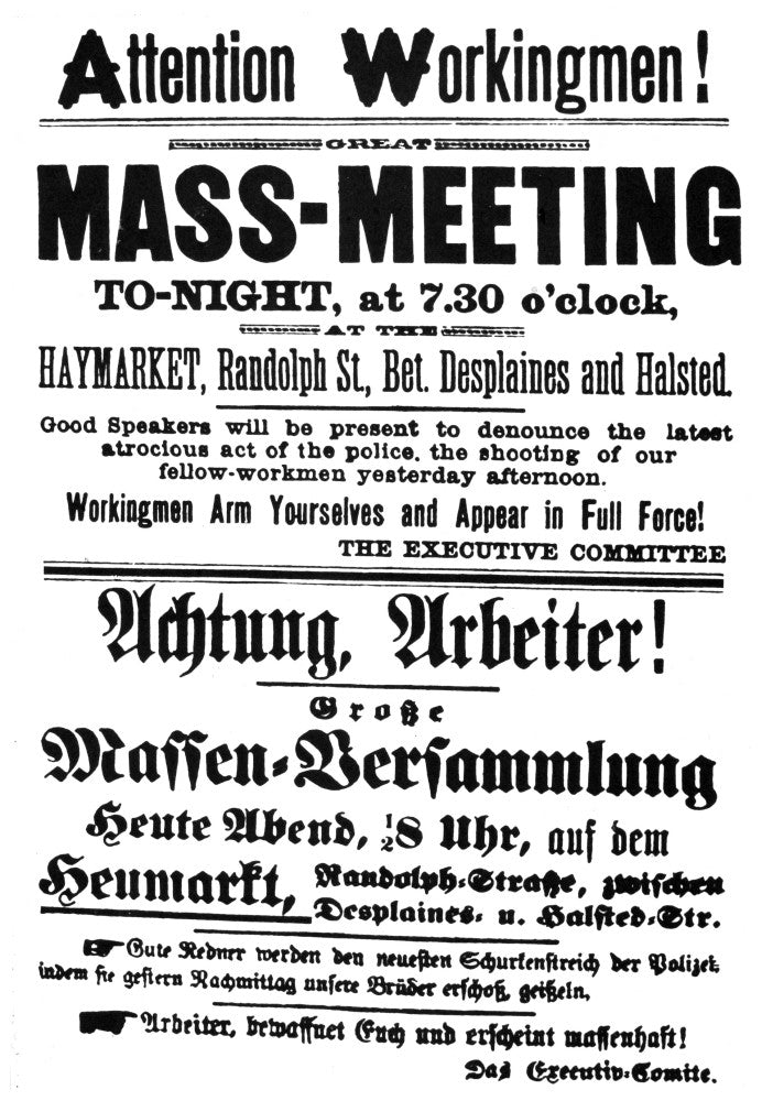 Haymarket Handbill 1886 Fine Art Print - Granger Collection