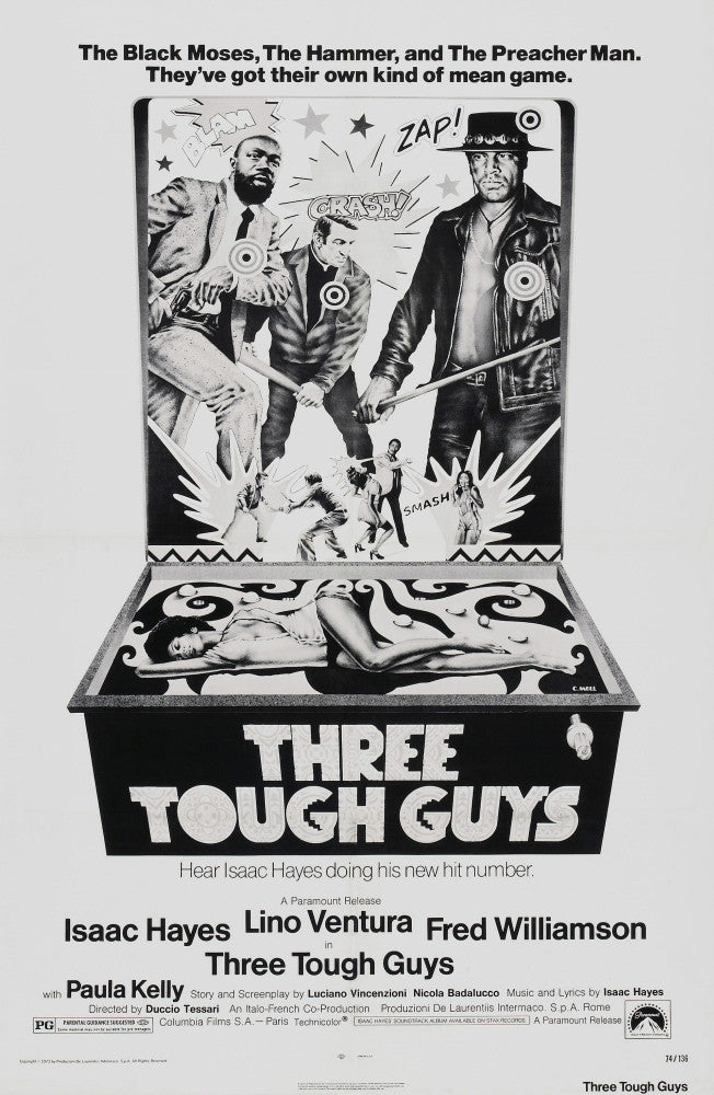 Three Tough Guys Movie Poster Print Featuring Isaac Hayes, Lino Ventura, and Fred Williamson - 1974