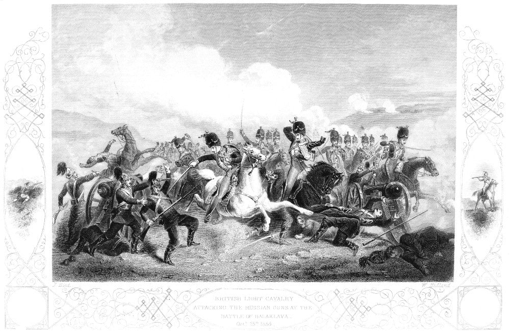 The Charge of the Light Brigade at Balaklava - Steel Engraving Print
