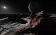 A Scene on Pluto with Charon Fine Art Print by Ron Miller