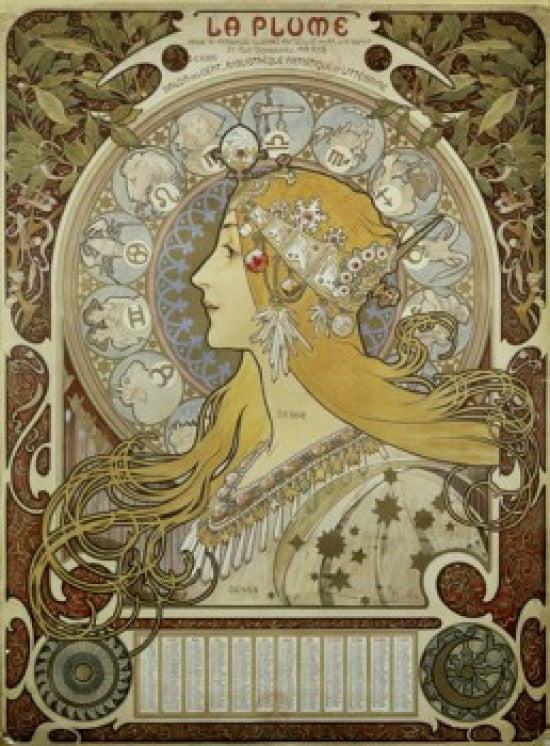 1897 Calendar Poster Print by Alphonse Mucha | Bibliotheque Forney