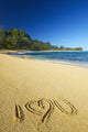 I Love You Written in the Sand on Tunnels Beach Art Print by Kicka Witte