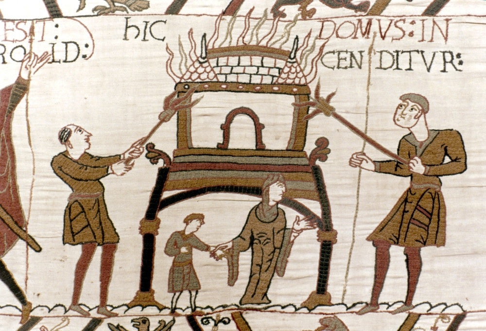 Bayeux Tapestry: Norman Soldiers Setting Fire to a House Poster Print by Granger Collection