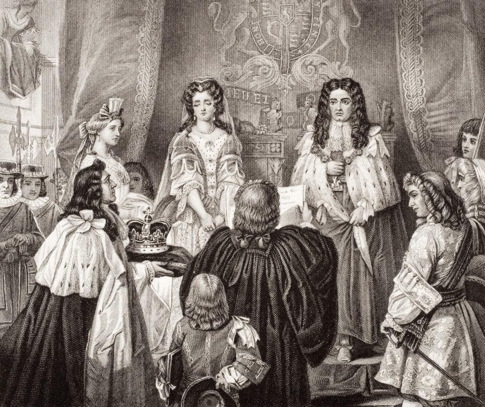 The Crown Offered to William and Mary Fine Art Print - Historical Engraving