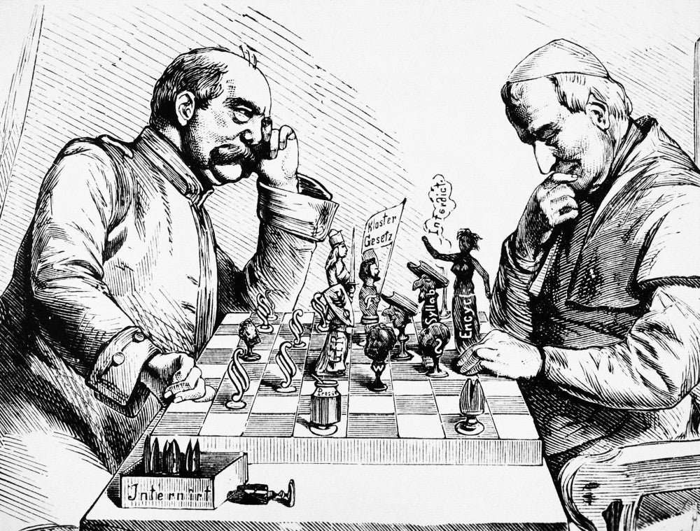 Germany: Kulturkampf 1875 Fine Art Print - Contemporary Cartoon by Grang