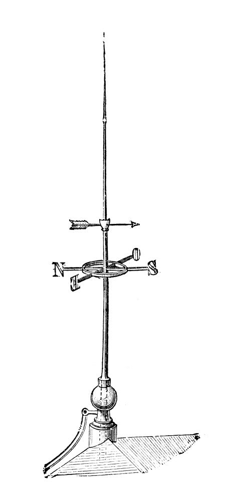 Franklin's Lightning Rod Wood Engraving Print by Granger Collection