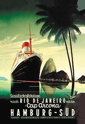 Cap Arcona Steamship Travel Poster - Hamburg South Line