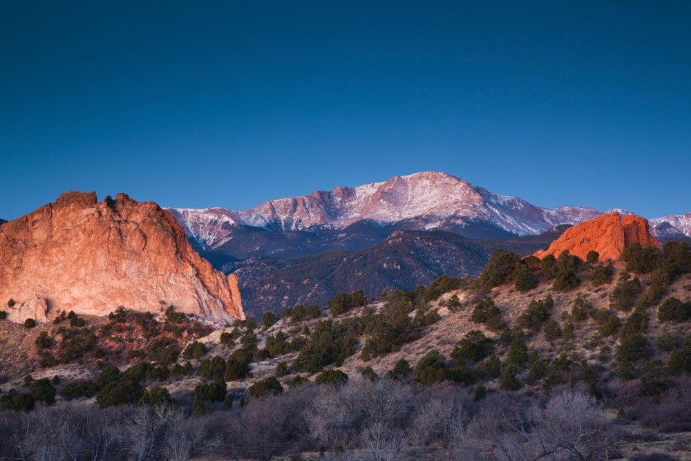 View of Pikes Peak at Dawn - Garden of the Gods Poster Print by Panoramic Images