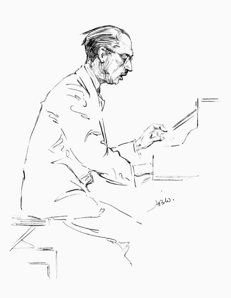 Igor Stravinsky Pencil Drawing Fine Art Print by Hilda Wiener